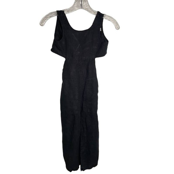 Zara Girls Black Jumpsuit/Back Cut Out Detail. Size 7 100% Linen - Picture 1 of 4